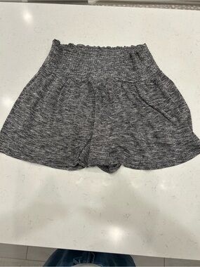 High-Waist Smocked Black & White Shorts